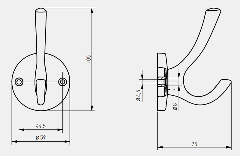 Knag Ø59 mm, messingfarvet