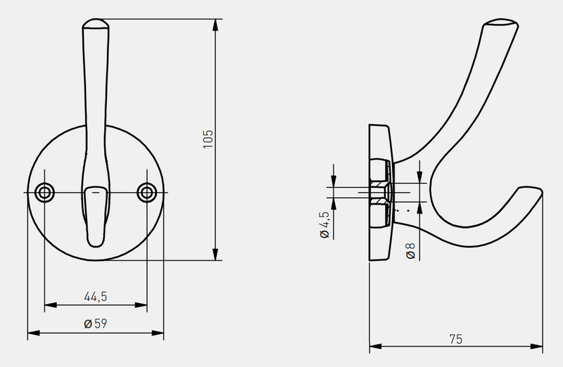 Knag Ø59 mm, messingbelagt