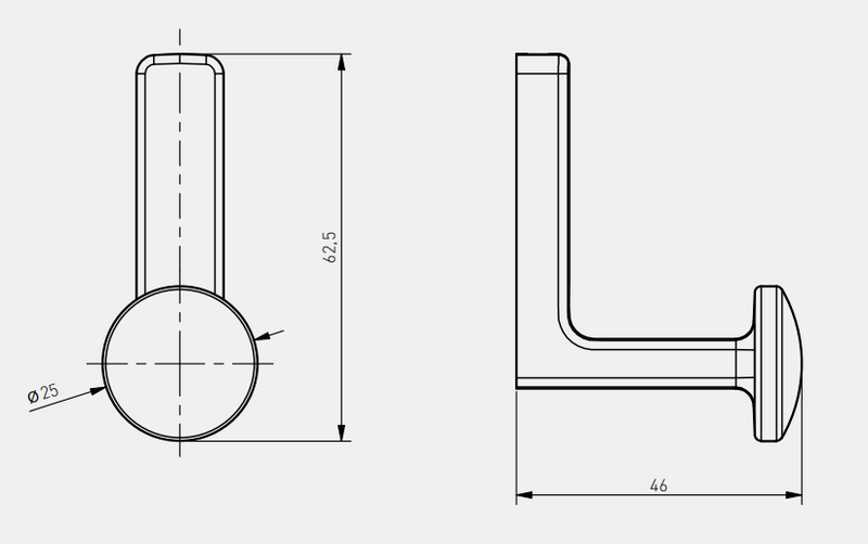 Knag til akustikpanel 14x54 mm, mat sort