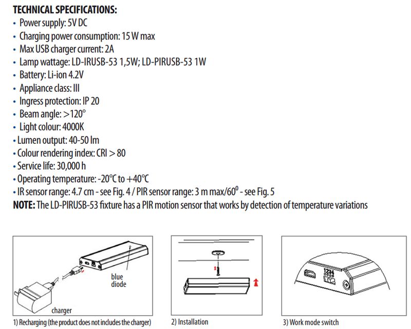 Skabslampe LED 49x100x15 mm, aluminium
