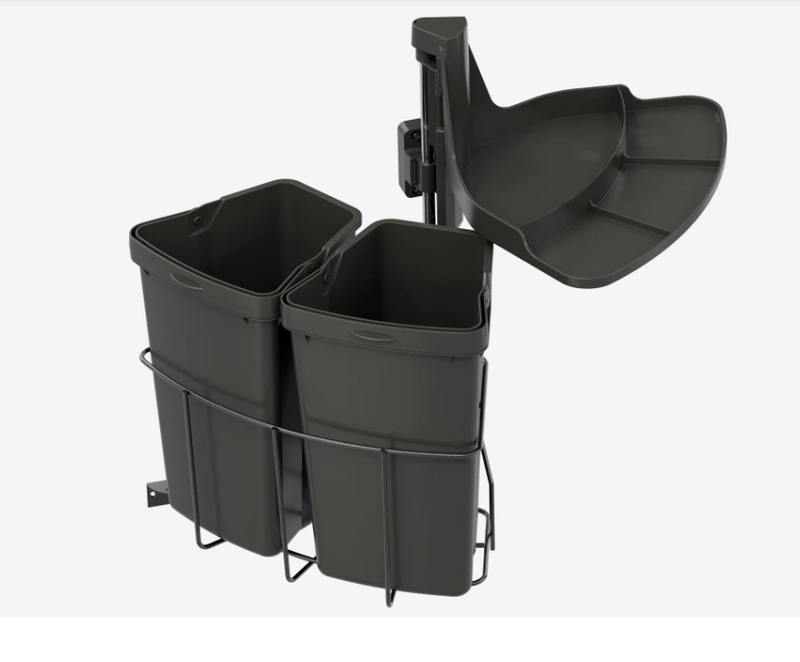 Affaldspand B350xH525 mm - 2x9 L, mørkegrå plastik