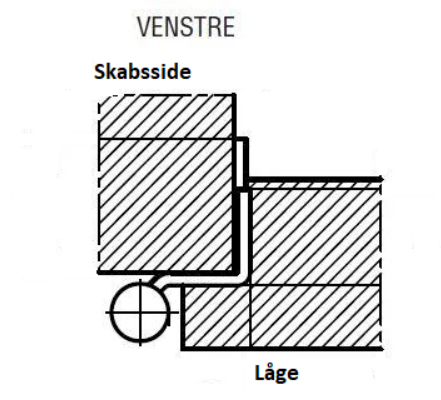 Møbelhængsel 50x35 mm - højre, blank metal