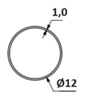 Aluminiumsrør Ø12x595 mm, mat