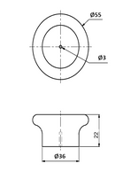 Træknop Ø55x22 mm, petroleumsblå