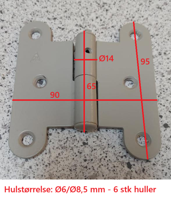 Dørhængsel 90x95 mm - venstre, hvidmalet metal