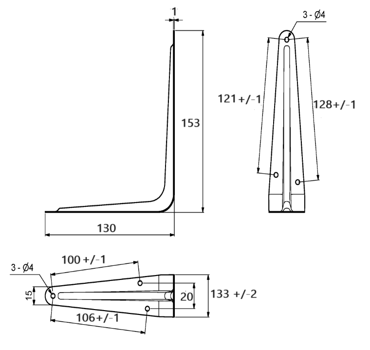 Hyldeknægt 130x153 mm, gulgalvaniseret metal
