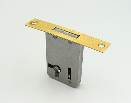 Møbellås 80x16 mm centermål 40 mm - HØJRE, metal/messingbeslagt