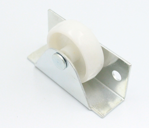 Pufrulle Ø35 mm til sidemontering, metal - hvid plastik