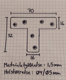 T-jern 16x70 mm, sortmalet
