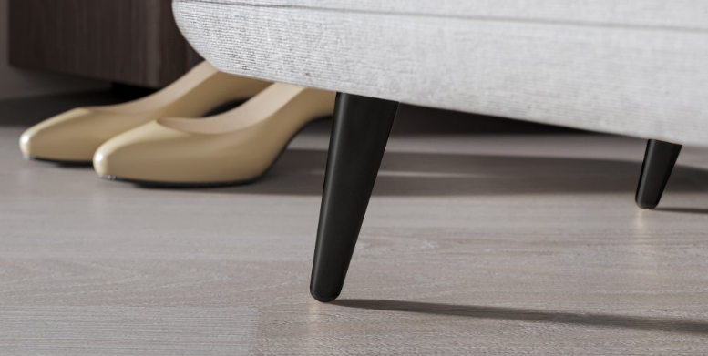 Sofaben Ø32x120 mm med plade 80x80 mm, mat sort metal