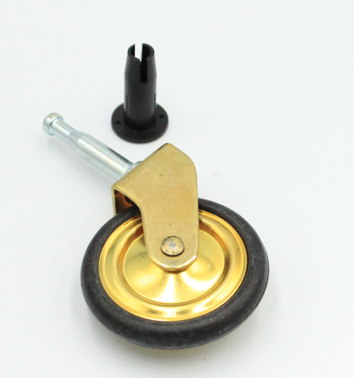 Bakkebordhjul Ø50 mm messingfarvet/sort plastik