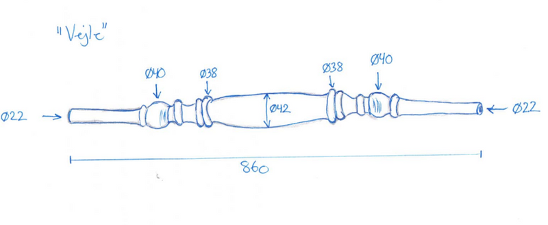 Baluster "Vejle" Ø22x860 mm, ubehandlet bøgetræ
