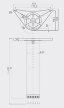 Bordben til spisebord Ø60x710 mm incl. lige beslag til montering, sortmalet metal