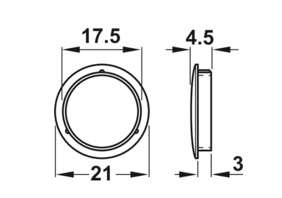 Dækhætte Ø17xØ21 mm, metal (1 stk)