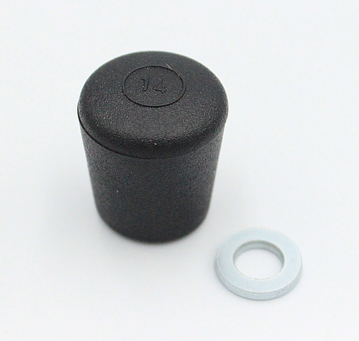 Dupsko til Ø14 mm ben incl. skive, sort plastik