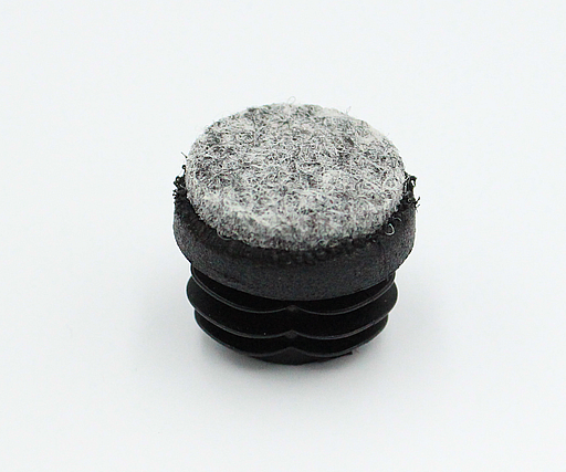 Endeprop til ben rund med filt, sort plastik - flere varianter