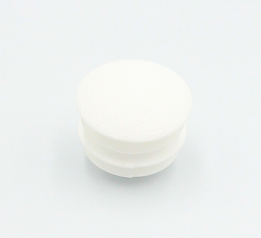 Endeprop til ben Ø18 mm ydre mål, hvid plastik - rund bund