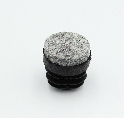 Endeprop til ben rund med filt, sort plastik - flere varianter