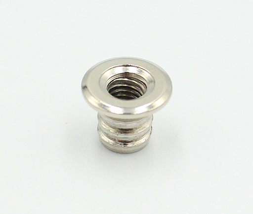 Gevindbøsning M6xØ9x10 mm med hoved, blank metal