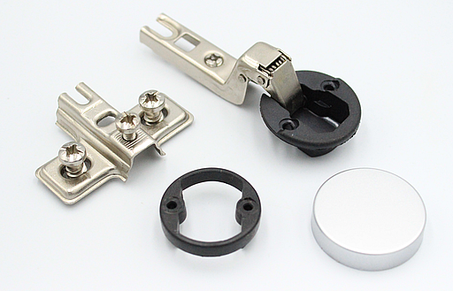 Glaslågehængsel til indeniliggende låge Ø26 mm m/bagplade og O-form front, mat look (sæt)