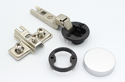 Glaslågehængsel t/halvt-udenpåliggende låge Ø26 mm m/bagplade og O-form front, mat look (sæt)