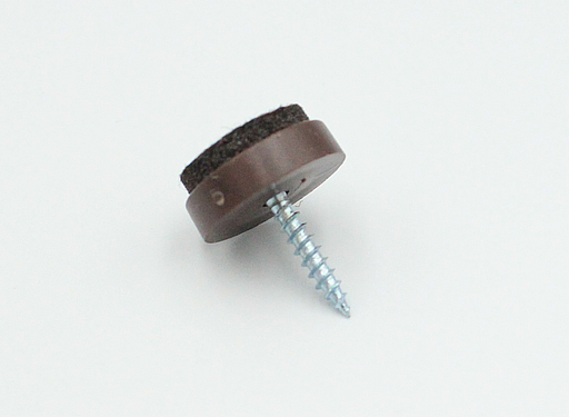 Glidesøm Ø20 mm med filt og skrue, brun (1 stk)