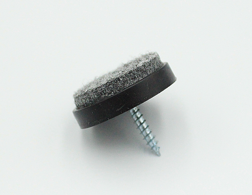 Glidesøm Ø28 mm med filt og skrue, sort plastik (1 stk)