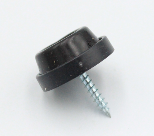 Gummifod Ø24 mm med skrue, sort (1 stk)