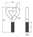 Øjebolt M6x15 mm, ubehandlet metal