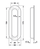 Skålegreb til ifræsning 175x60 mm, børstet stål