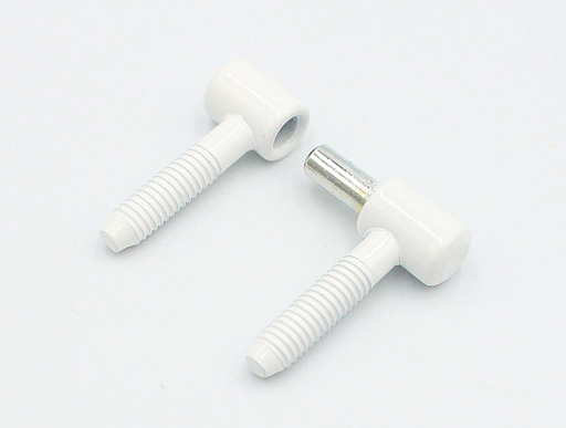 Indboringshængsel Ø9x26 mm med Ø5,5 mm tap, hvid metal