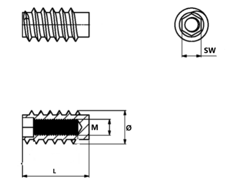 Iskruningsbøsning med krave, rustfri stål (A4) - flere varianter