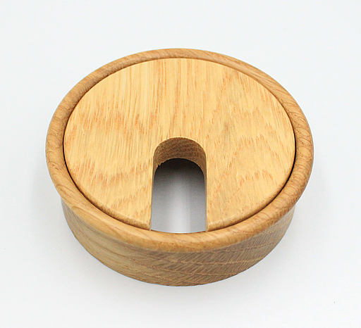 Kabelgennemføring Ø80 mm, egetræ med lak