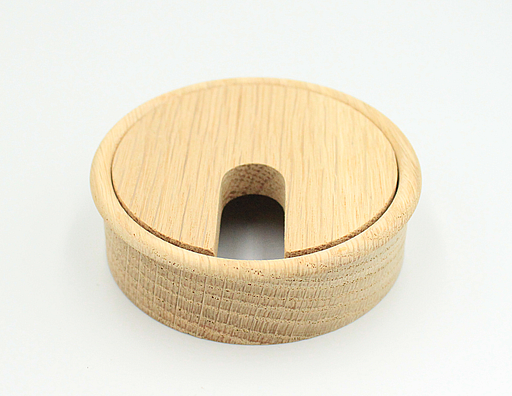 Kabelgennemføring Ø80 mm, ubehandlet egetræ