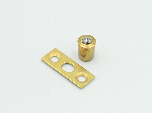 Kuglelås Ø6,5x8 mm med plade 21x8 mm, messingfarvet