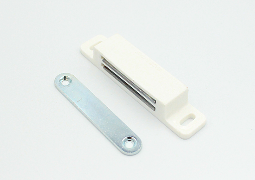 Magnet (12 kg) 87x18 mm med blik, hvid plastik