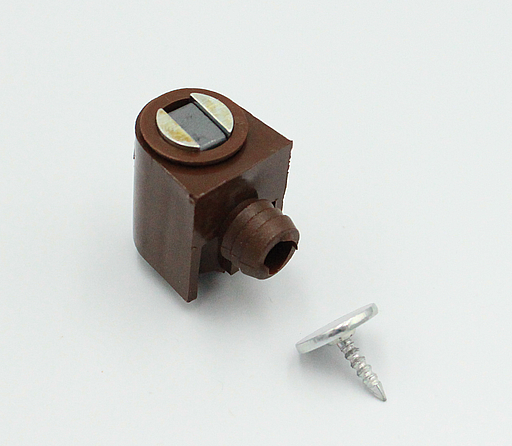 Magnet (3-4 kg) med Ø10 mm dyvle incl. sømblik, brun plastik