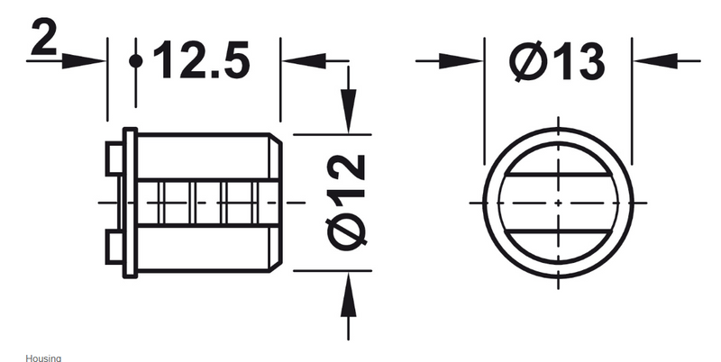 Magnet (2-3 kg) Ø12x14 mm incl. blik, hvid plastik