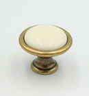 Messingknop med porcelænstop Ø29x23 mm, antik