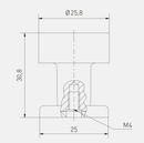 Metalknop Ø26x31 mm med ring, børstet