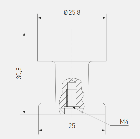 Messingknop Ø26x31 mm med ring, børstet