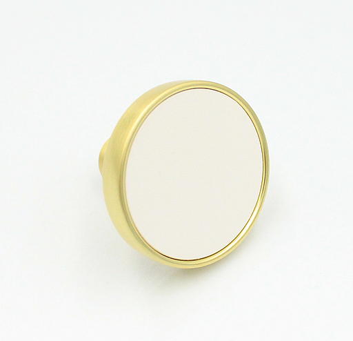 Messingknop med hvid top Ø33x25 mm, børstet