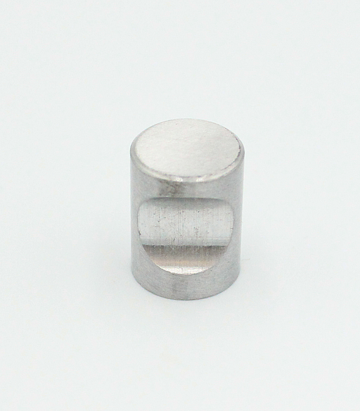 Metalknop Ø14x18 mm m/fingerudfræsning, børstet aluminium