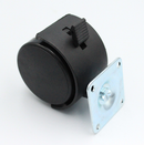 Møbelhjul Ø50 mm med bremse, sort plastik