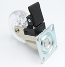 Inventarhjul Ø75 mm med bremse, transparent plastik