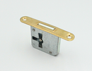 Møbellås 68x12 mm centermål 20 mm - HØJRE - runde hjørner, metal/messingbelagt
