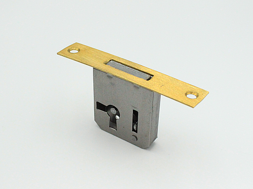 Møbellås 80x16 mm centermål 25 mm - HØJRE, metal/messingbeslagt