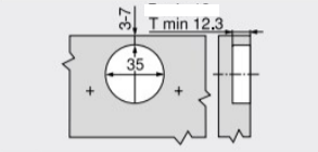 Skjult parallelhængsel BLUM Ø35 mm 95 grader t/indeni-liggende låge - med lang arm, metal