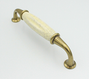 Porcelænsgreb 128 mm c/c, antik messingfarvet