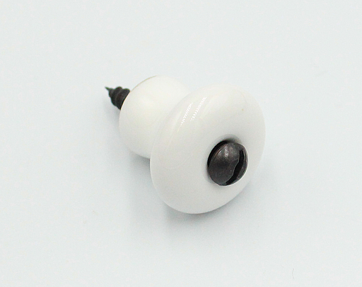 Porcelænsknop Ø23x21 mm med sort gennemgående skrue, hvid